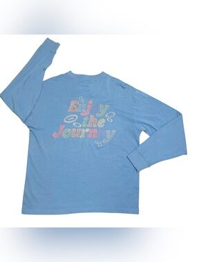 LSKD Unisex Enjoy the Journey blue embroidered long sleeve tee shirt size XL